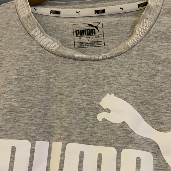 Puma gray white logo crop large t shirt - Picture 2 of 3